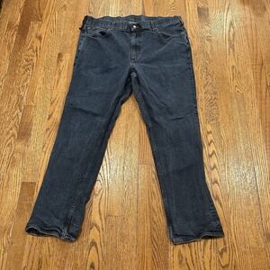 Duluth Trading 40 Grit Jeans Mens 44x32‎ Slim Fit Work Wear Dark Blue